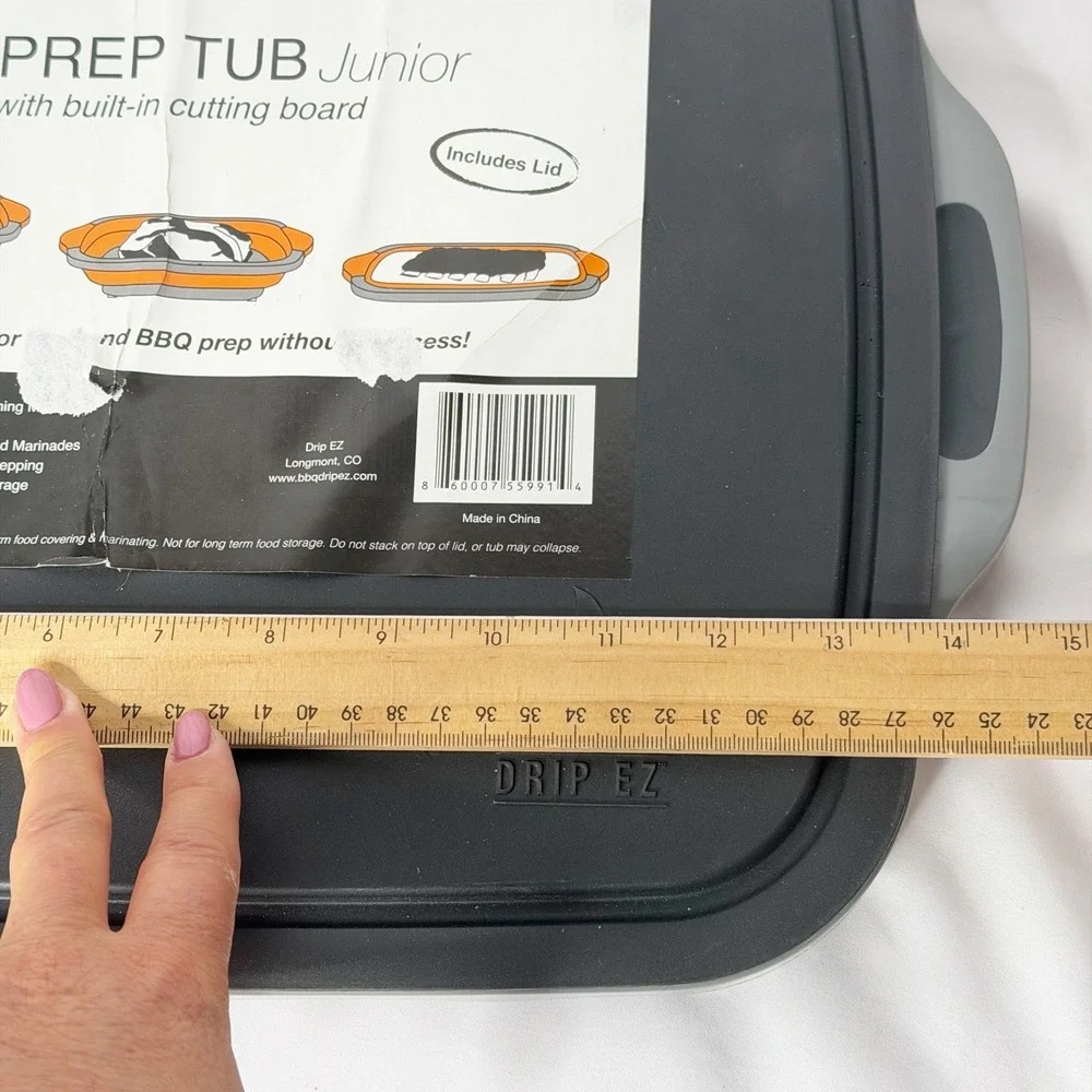 Drip EZ Collapsible BBQ Prep Tub Junior Meal Prep Marinating Food Storage W/ Lid